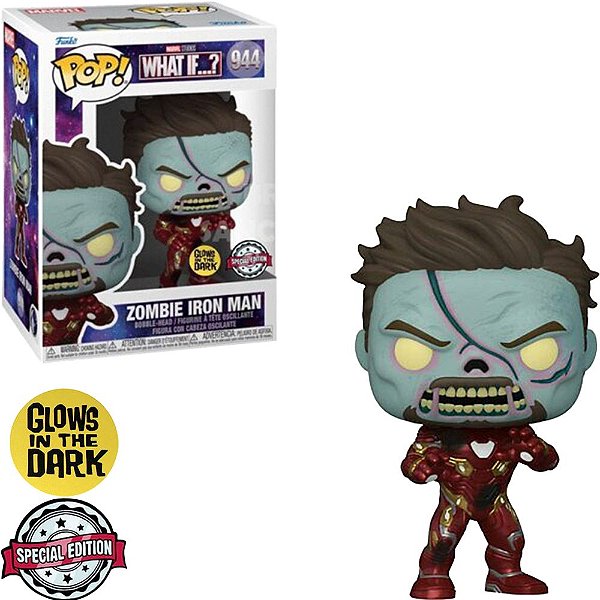 Funko Pop Marvel What Iff ? Iron Man - Zombie Glow (Temporada 2) #944 Vinil 9,5 cm Oficial Funko