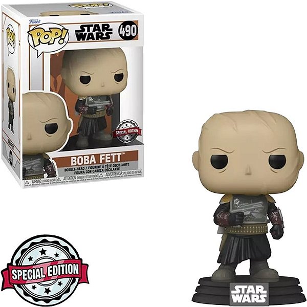 Funko Pop Star Wars Mandalorian Boba Fett - Without Helmet #490 Vinil 9,5 cm Oficial Funko