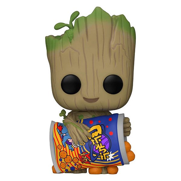 Funko Pop Marvel Iam Groot Groot - W/Cheese Puffs #1196 Vinil 9,5 cm Oficial Funko