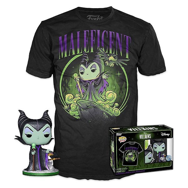 Funko Pop Disney Villains Tees + - Maleficent Diamond #58929 Vinil 9,5 cm Oficial Funko