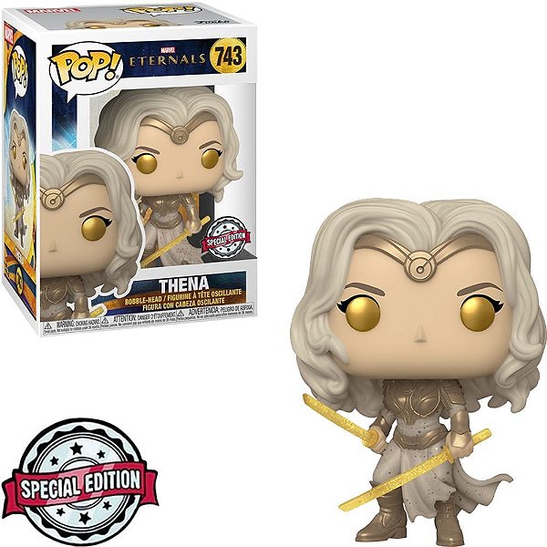 Funko Pop Marvel Eternals Thena W/Two - Swords Ex #743 Vinil 9,5 cm Oficial Funko