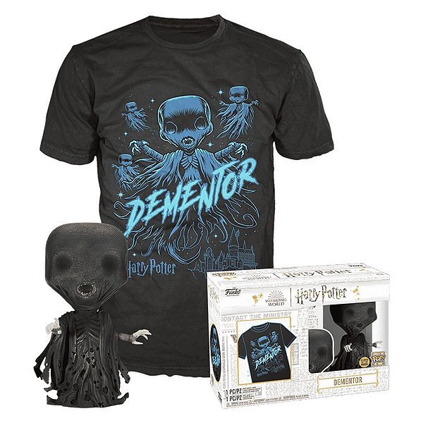 Funko Pop Harry Potter Dementor Glow + - Tees Bundle #73131 Vinil 9,5 cm Oficial Funko