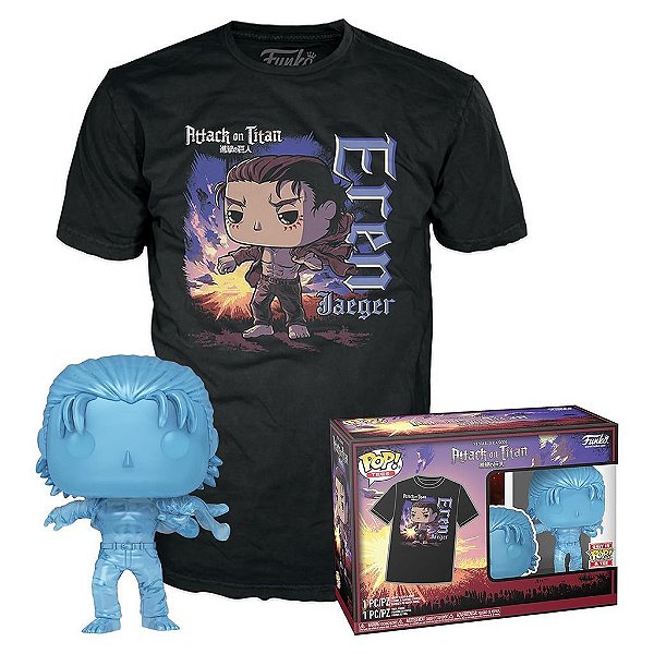 Funko Pop Attack On Titan Eren Marks + - Tees Bundle #69101 Vinil 9,5 cm Oficial Funko