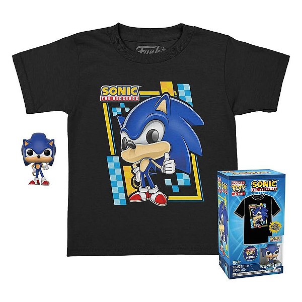 Funko Pop Pocket + Tee - Sonic Kid #70389 Vinil 9,5 cm Oficial Funko