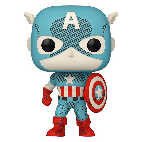 Funko Pop Disney 100Th Marvel Captain - America Retro #1319 Vinil 9,5 cm Oficial Funko