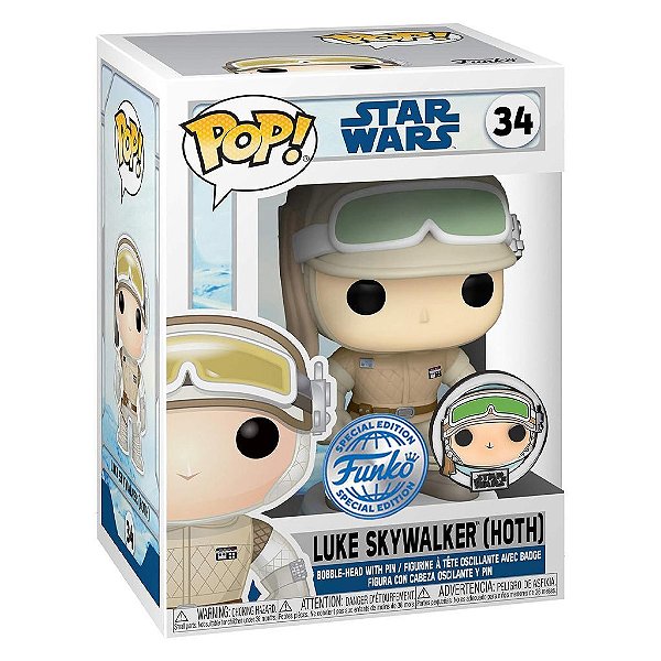 Funko Pop Star Wars Luke Skywalker - Hoth C/Pin #34 Vinil 9,5 cm Oficial Funko