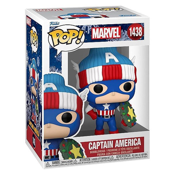 Funko Pop Marvel Holiday - Capatain America #1438 Vinil 9,5 cm Oficial Funko