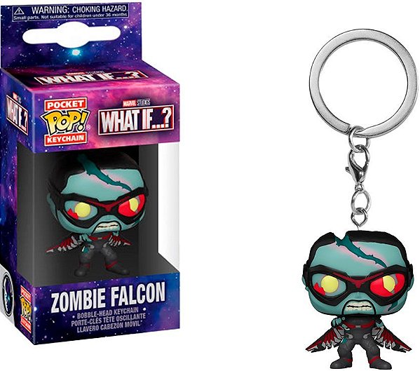 Funko Pop Keychain Marvel What If ? - Falcon Zombie #57401 Vinil 9,5 cm Oficial Funko