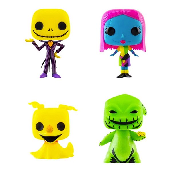Funko Pop Disney Black Light Nbc - Jack/Oogie/Sally/Zero 4Pack #69146 Vinil 9,5 cm Oficial Funko
