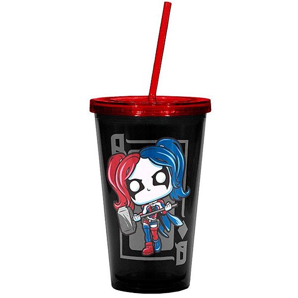 Funko Pop Funko Acrylic Water Cup Harley Quinn Vinil 9,5 cm Oficial Funko