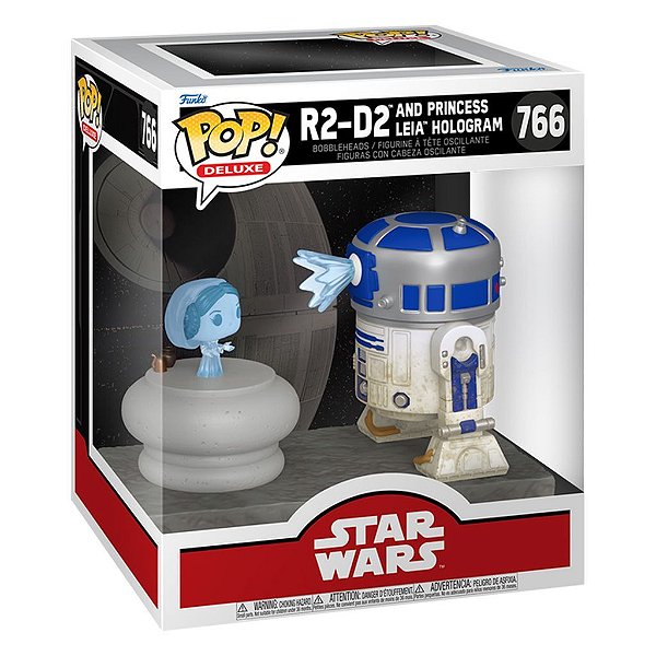 Funko Pop Star Wars R2-D2 And Princess - Leia Hologram (Temporada 9) #766 Vinil 9,5 cm Oficial Funko