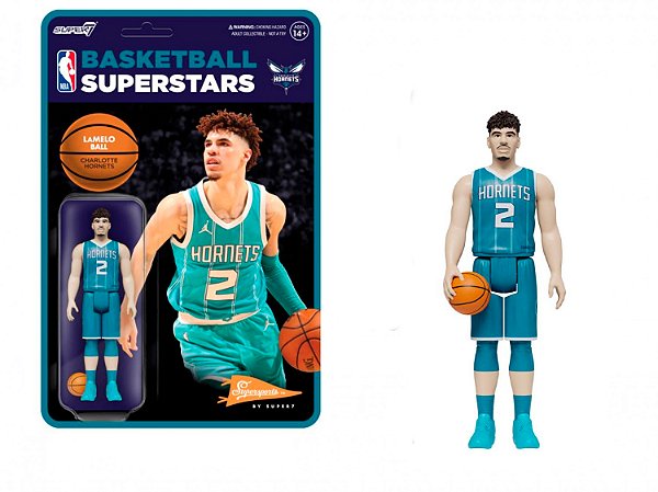 Action Figure Super7 ReAction NBA Lamelo Ball Charlotte Hornets 9,5 cm Oficial