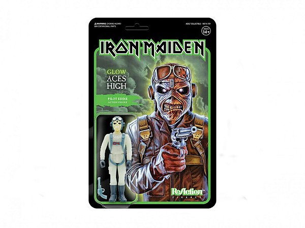 Action Figure Super7 Anime Rock Iron Maiden Pilot Eddie Glow Super7 9,5 a 18 cm conforme a linha ...