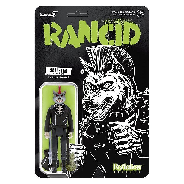 Action Figure Super7 Anime Rock Rancid Wolf Head Super7 9,5 a 18 cm conforme a linha Oficial