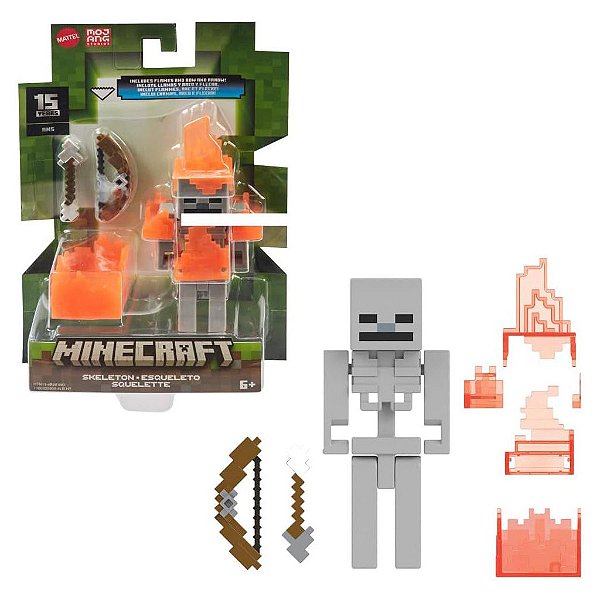 Action Figure Mattel Minecraft Minecraft 3 25 Skeleton Oficial