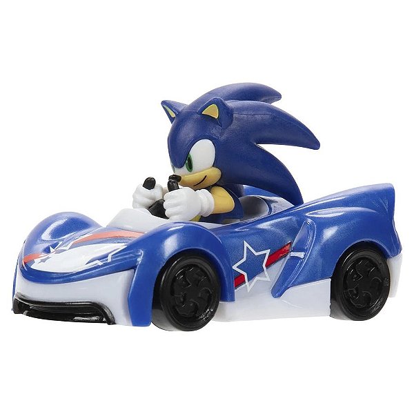 Miniatura Die-Cast Jakks Sonic the Hedgehog Sonic com Veículo Oficial