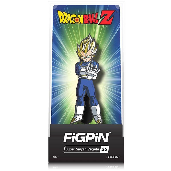 Pin FiGPiN Dragon Ball Z Super Saiyan Vegeta #25 Esmalte Duro 7,6 cm Colecionável Oficial Licenciado
