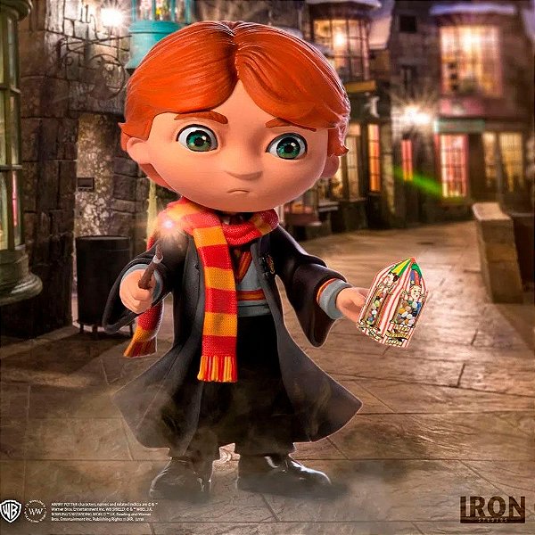 Estátua Iron Studios MiniCo Harry Potter Ron Weasley PVC Pintada à Mão Oficial Licenciada