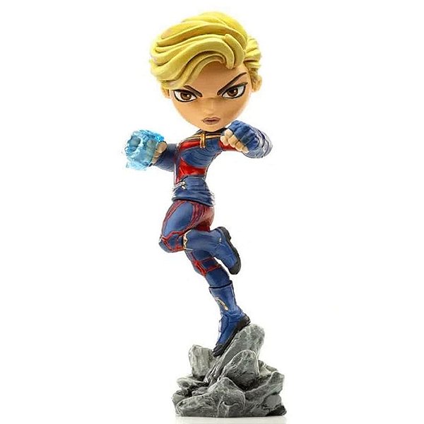 Estátua Iron Studios MiniCo Vingadores: Ultimato Captain Marvel PVC Pintada à Mão Oficial Licenciada