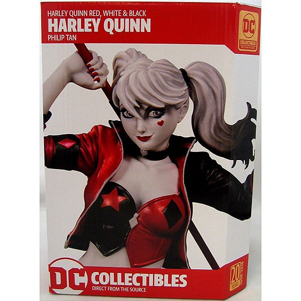 Estátua DC Collectibles Arlequina Red, White & Black por Philip Tan 21 cm Edição Limitada Numerada