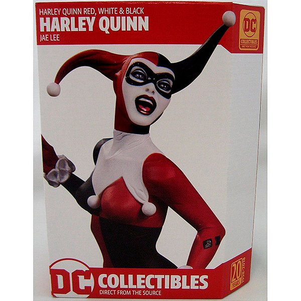 Estátua DC Collectibles Arlequina Red, White & Black por Jae Lee 21 cm Edição Limitada Numerada