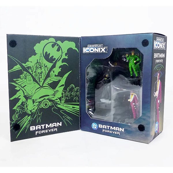 Conjunto WizKids HeroClix Iconix DC Batman Forever com 3 Miniaturas Pintadas e Cartas