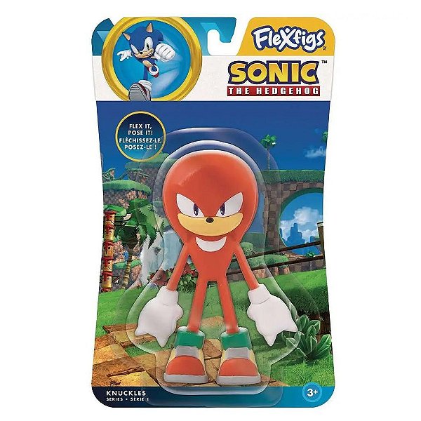 Figure TCG Toys Sonic the Hedgehog Knuckles FleXfigs 12 cm Dobrável em Cartela Original Licenciada