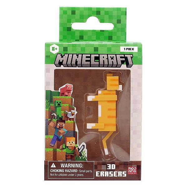Borracha Colecionável 3D Minecraft Cat 5 cm PMI Kids Licença Oficial Mojang Série 1
