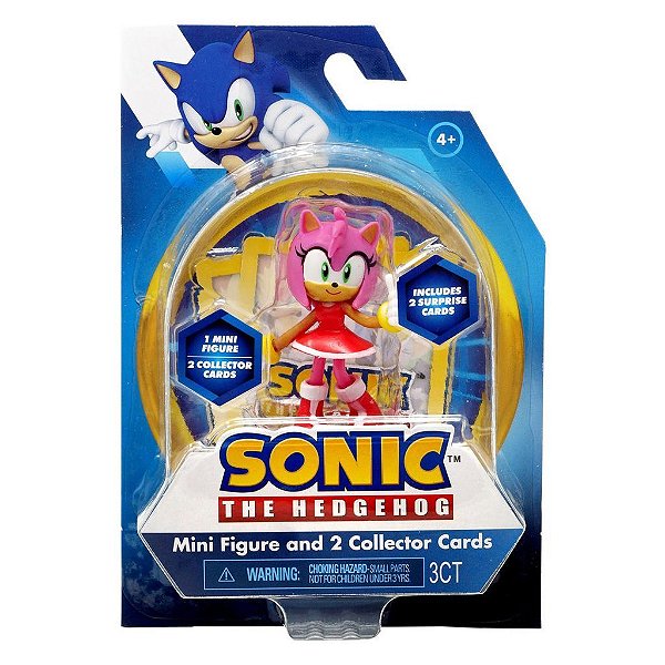 Mini Figure Sonic Mini Figura e 2 Cartas Colecionáveis Amy Original PMI Kids Lacrado