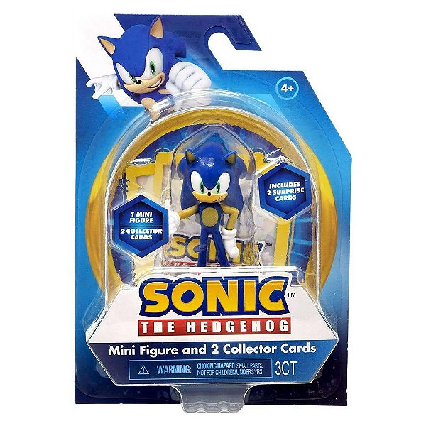 Mini Figure Sonic Mini Figura e 2 Cartas Colecionáveis Sonic Original PMI Kids Lacrado