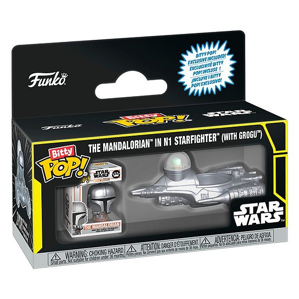 Bitty Pop! Star Wars Mandalorian Starfighter Grugu Original Funko Colecionável Autêntico