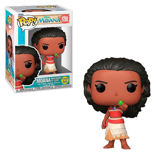 Pop! Disney Moana 3 com Heart Of Tefiti #1765 Original Funko Colecionável Autêntico