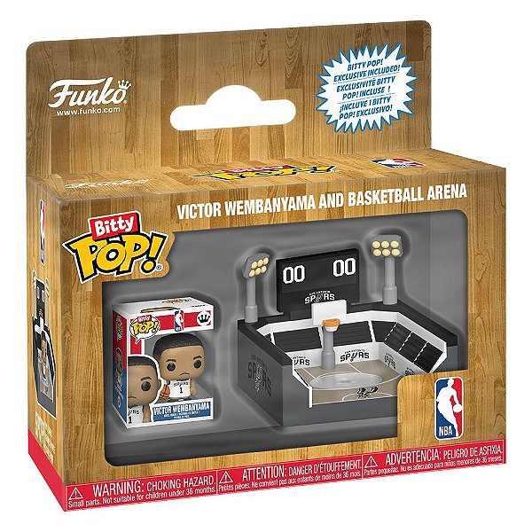 Bitty Pop! NBA Victor Wembanyama And Basketball Arenana #3641 Original Funko Colecionável Autêntico
