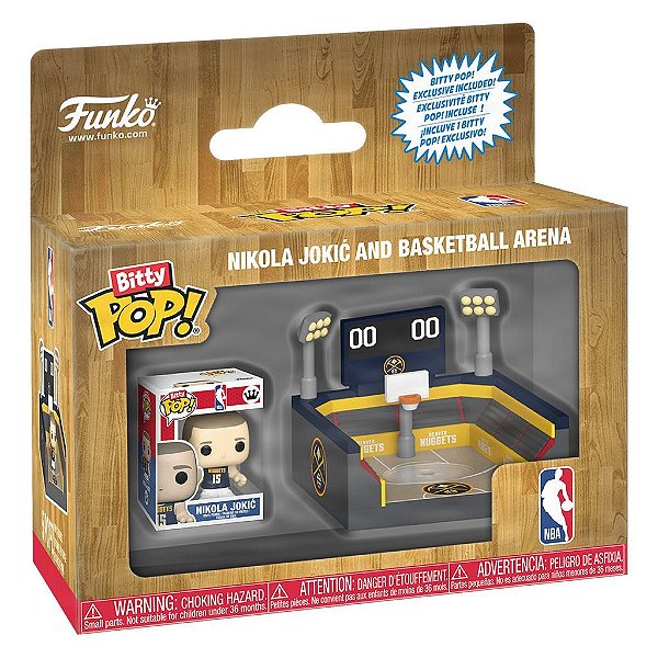 Bitty Pop! NBA Nikola Jokic And Basketball Arenana Original Funko Colecionável Autêntico