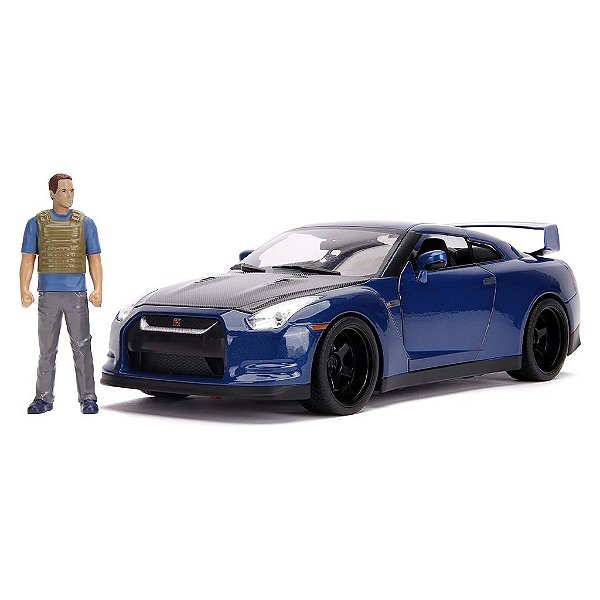 Miniatura Jada Toys Fast & Furious Brian's Nissan GT-R R35 com Light & Brian Diecast Original