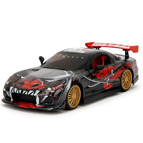 Miniatura Jada Toys Hollywood Rides Mazda 1993 RX-7com SARU Escala 1:24 Diecast Metal Original