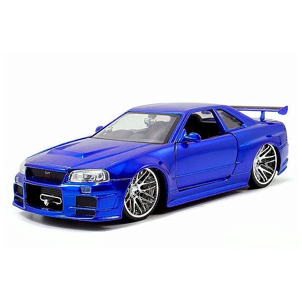 Miniatura Jada Toys Brian's Nissan Skyline GT-R /r34/ Candy Blue Escala 1:24 Diecast Metal Original