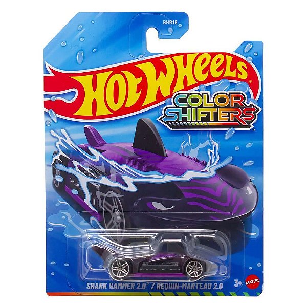 Miniatura Hot Wheels Color Shifter Shark Hamer 2.0 JMK09 Escala 1:64 Diecast Original Colecionável