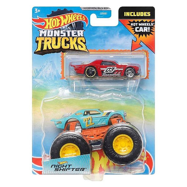 Miniatura Hot Wheels Monster Truck Night Shifter JCG71 Diecast Original Colecionável