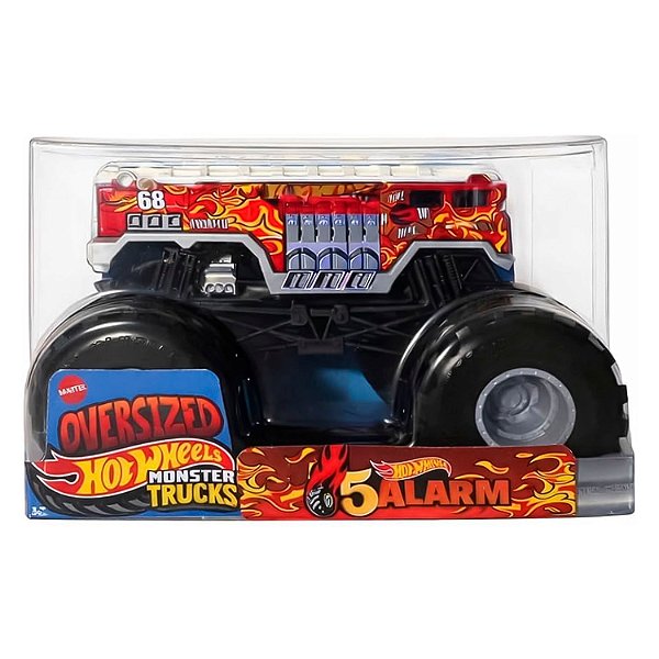 Miniatura Hot Wheels Monster Trucks 5 Alarm JMT17 Escala 1:24 Diecast Original Colecionável