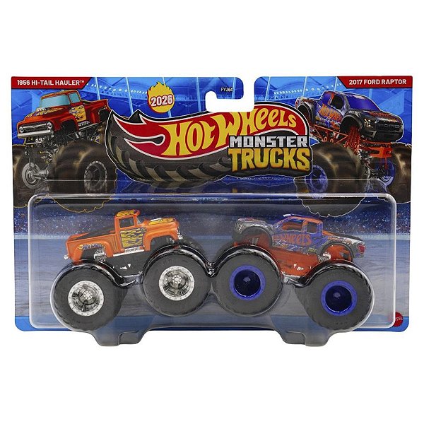 Miniatura Hot Wheels Monster Truck 2pack 1956 Ford Raptor JLV84 Escala 1:64 Diecast Metal Original