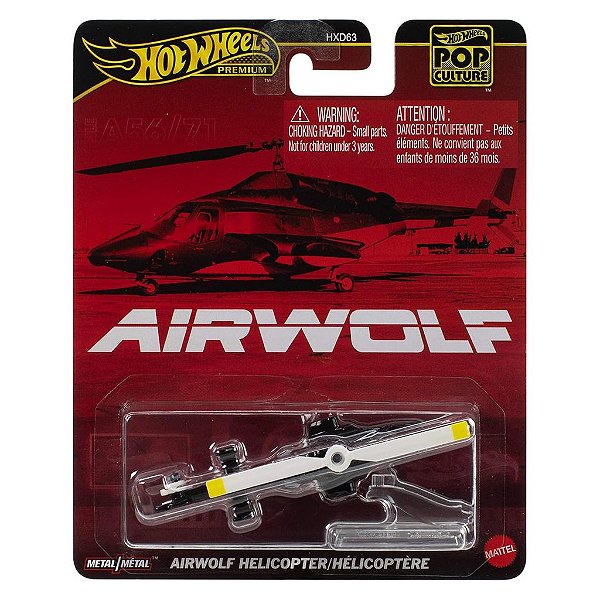 Miniatura Hot Wheels Premium Airwolf Helicopter JBL56 Diecast Original Colecionável