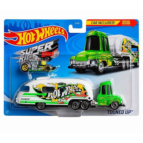 Miniatura Hot Wheels Super Rigs Tooned Up GKC26 Diecast de Metal Original Lacrada Colecionável Autê