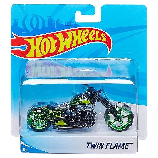 Miniatura Hot Wheels Moto Twin Flame JFB61 Escala 1:18 Diecast Original Colecionável