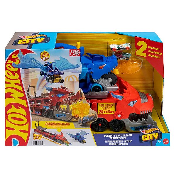 Miniatura Hot Wheels Ultimate Dual Dragon Transporter JBM72 Diecast Original Colecionável