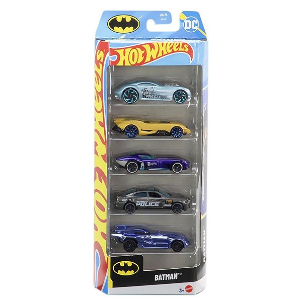 Miniatura Hot Wheels HW Flames 5-Pack Batman JBJ76 Diecast Original Colecionável