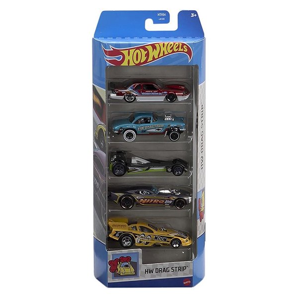 Miniatura Hot Wheels HW Flames 5-Pack Draft Drag Strip HTV54 Diecast Original Colecionável