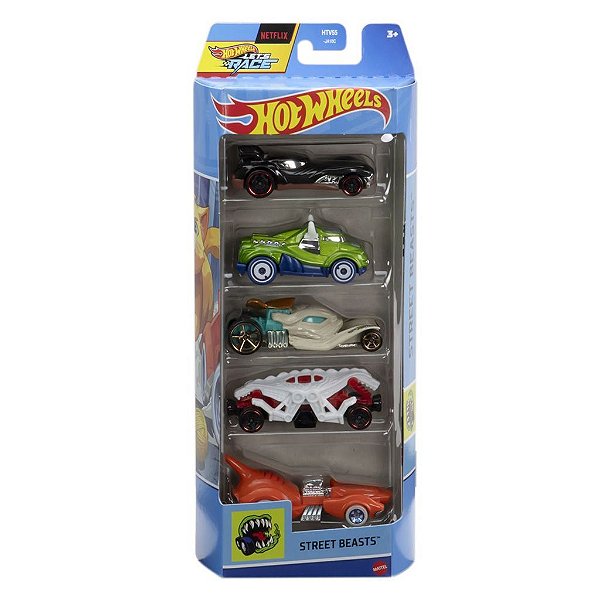Miniatura Hot Wheels HW Flames 5-Pack Street Beast HTV55 Diecast Original Colecionável
