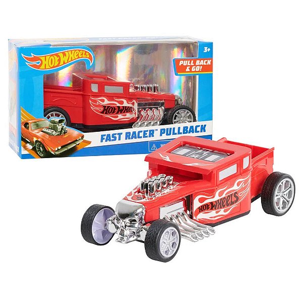 Miniatura Hot Wheels Fast Racer Pullback Red Bone Shaker Diecast Original Colecionável