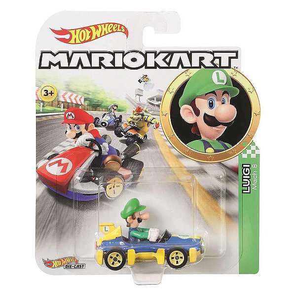 Miniatura Hot Wheels Mario Kart Floor Stand Luigi Diecast de Metal Original Lacrada Colecionável Au